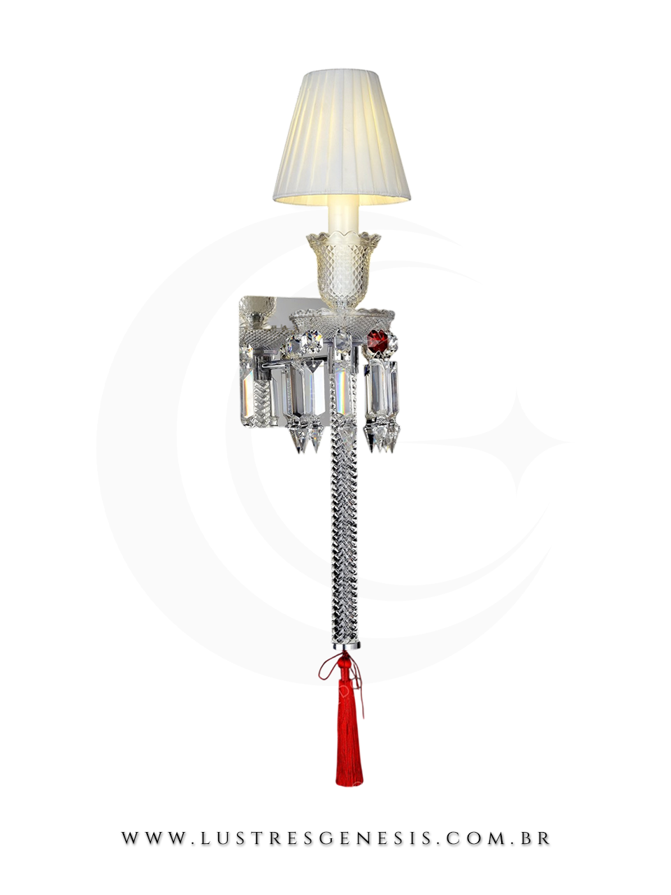 Luminaria de Parede Arandela Classica Cristal Cromado 63cm, Suite Master, Cabeceira de Cama, Banheiro, Lavabo, Corredor, Varanda, Living